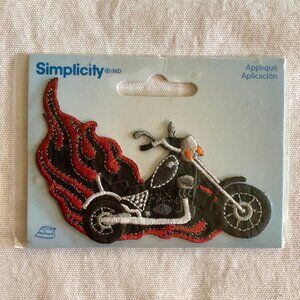 Biker Appliqué Motorcycle Iron On Patch - Simplicity - DISCOUNT SHIPPING